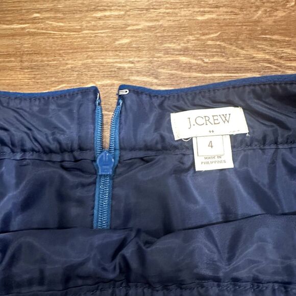 J Crew Black Blue Color Block Wool Skirt Women's Sz 4 Career Wear - Picture 5 of 8